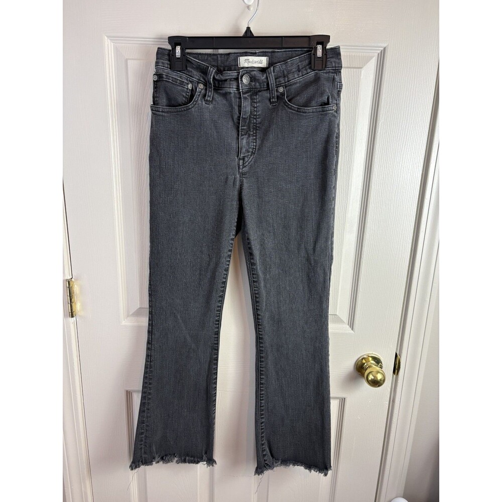 Madewell Frayed Black Charcoal Denim Jeans Cali Denim Boot Size 28 - 307